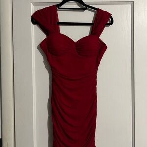 Windsor Red Ruched Sweetheart Mini Dress